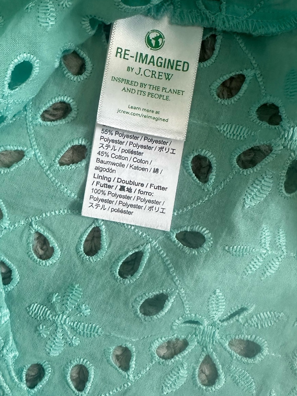 J. Crew Eyelet Blouse Teal Size Medium - Picture 5 of 6